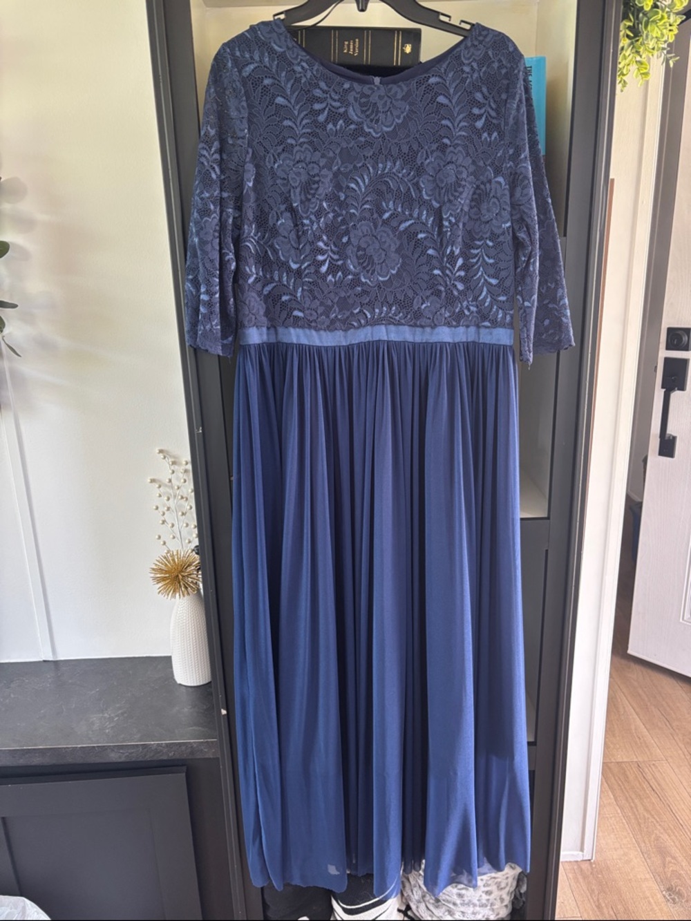 Navy Lace Bodice Maxi Dress